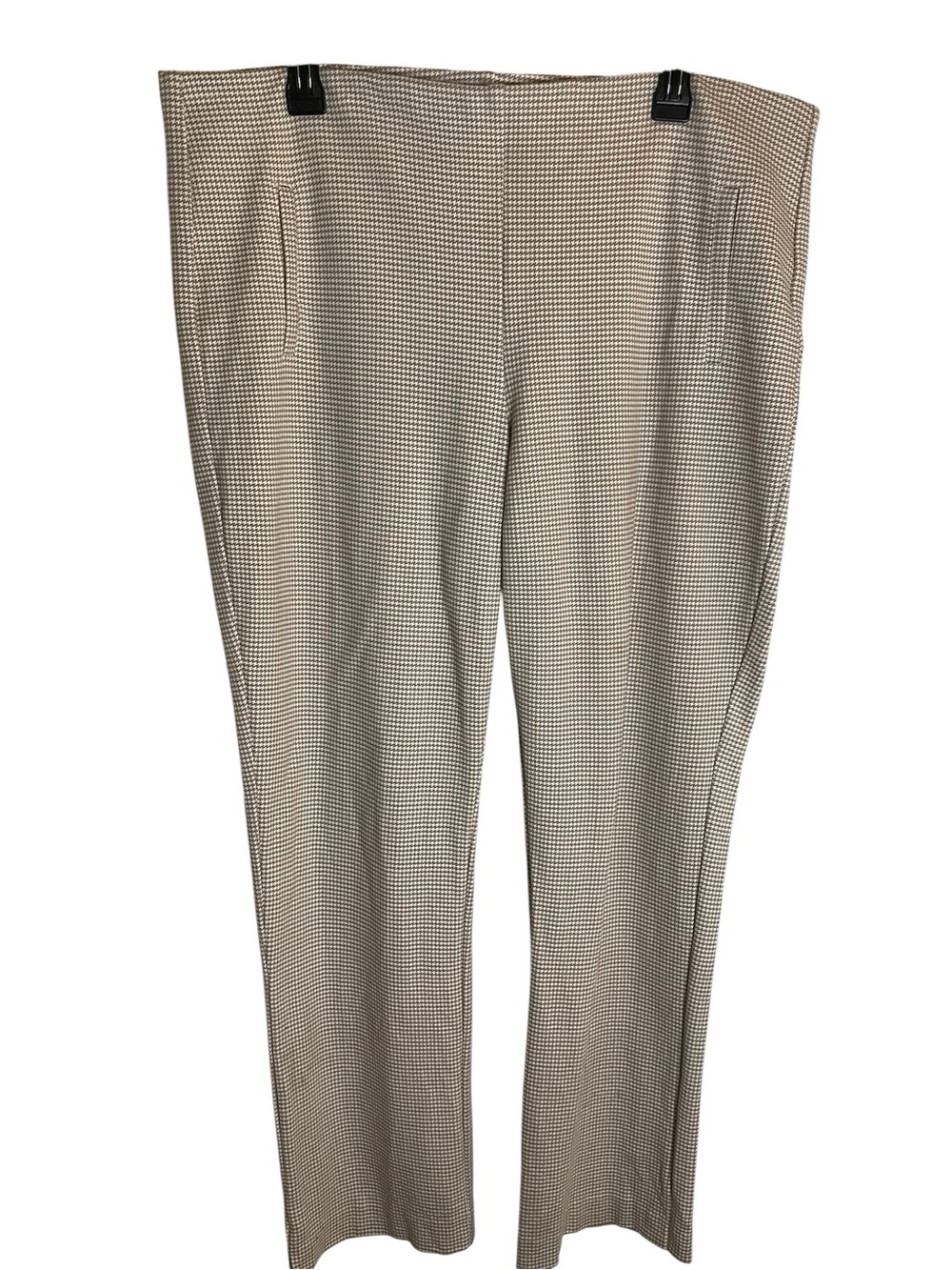 Chico's Tan and White Houndstooth Dress Pants Pull on Size 18R pull on ponte